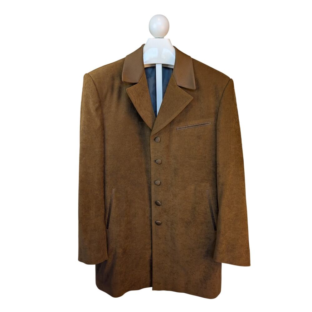 Retro Vintage Dark Academia Custom Suede Pauls AQ Longline Overcoat Jacket Men M